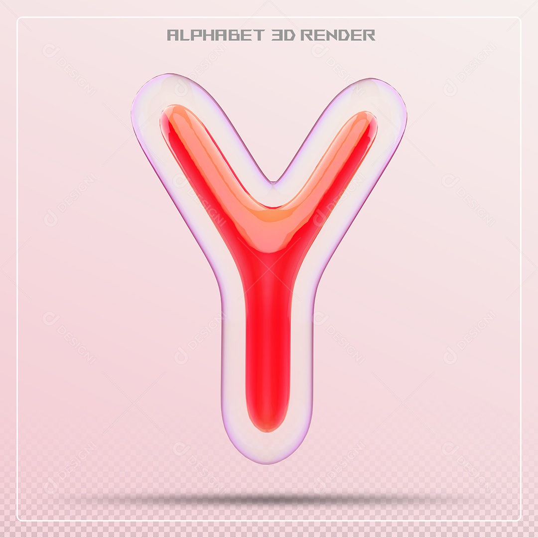 Letra Vermelha Y Maiúscula Elemento 3D Para Composição PSD