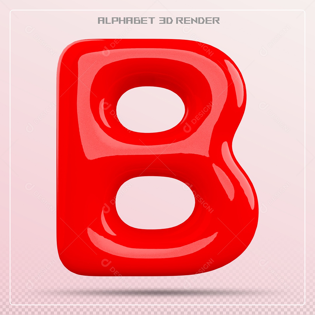 Letra Vermelha B Maiúscula Elemento 3D Para Composição PSD