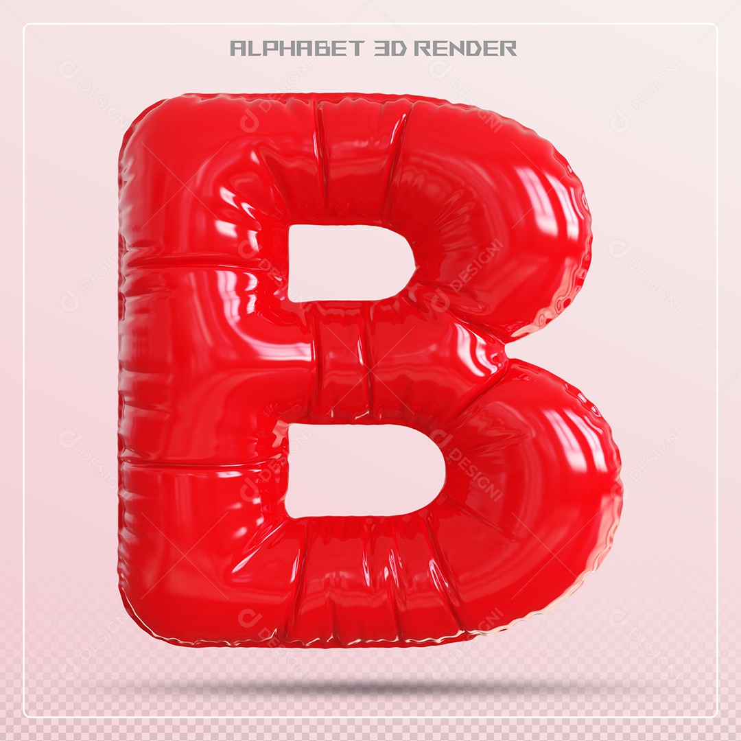 Balão Vermelho Letra B Maiúscula Elemento 3D Para Composição PSD