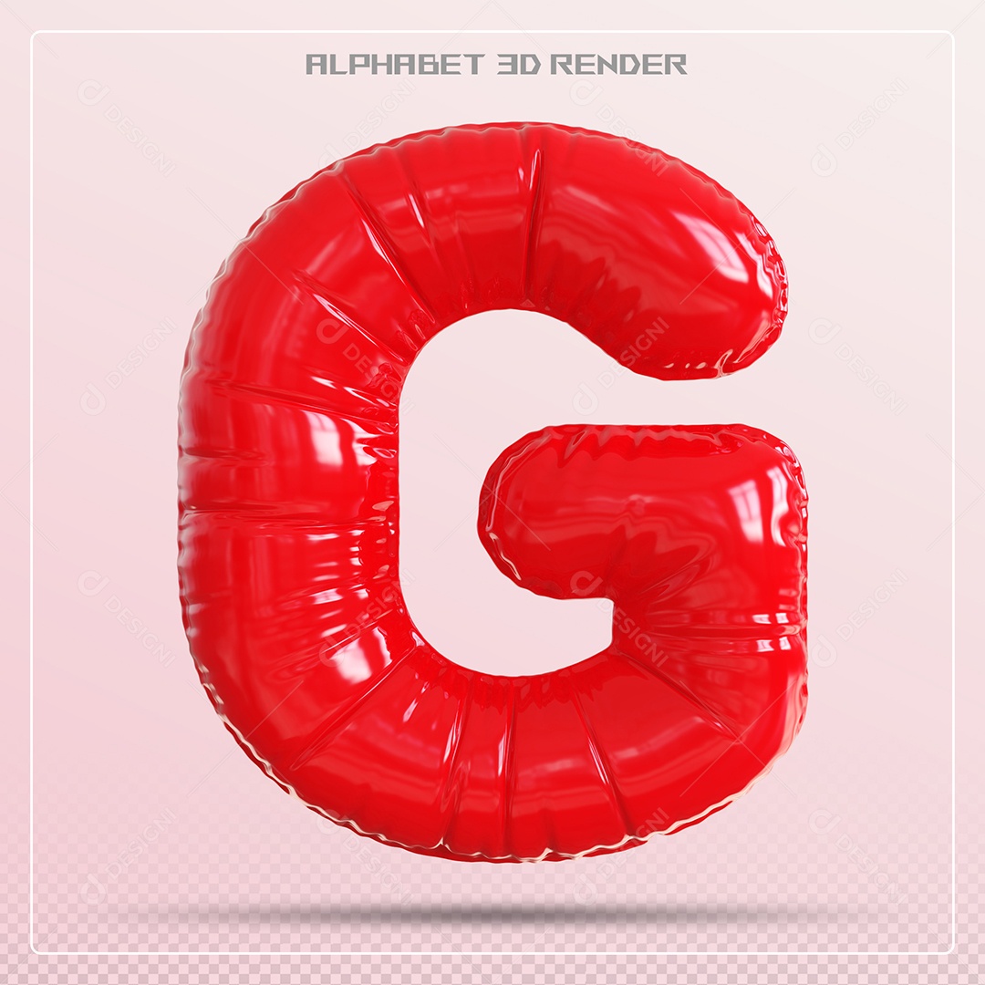 Balão Vermelho Letra G Maiúscula Elemento 3D Para Composição PSD