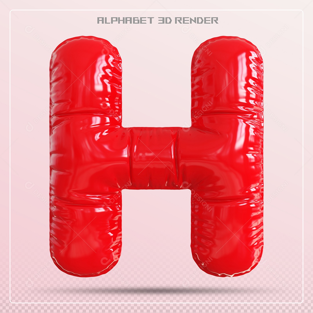 Balão Vermelho Letra H Maiúscula Elemento 3D Para Composição PSD