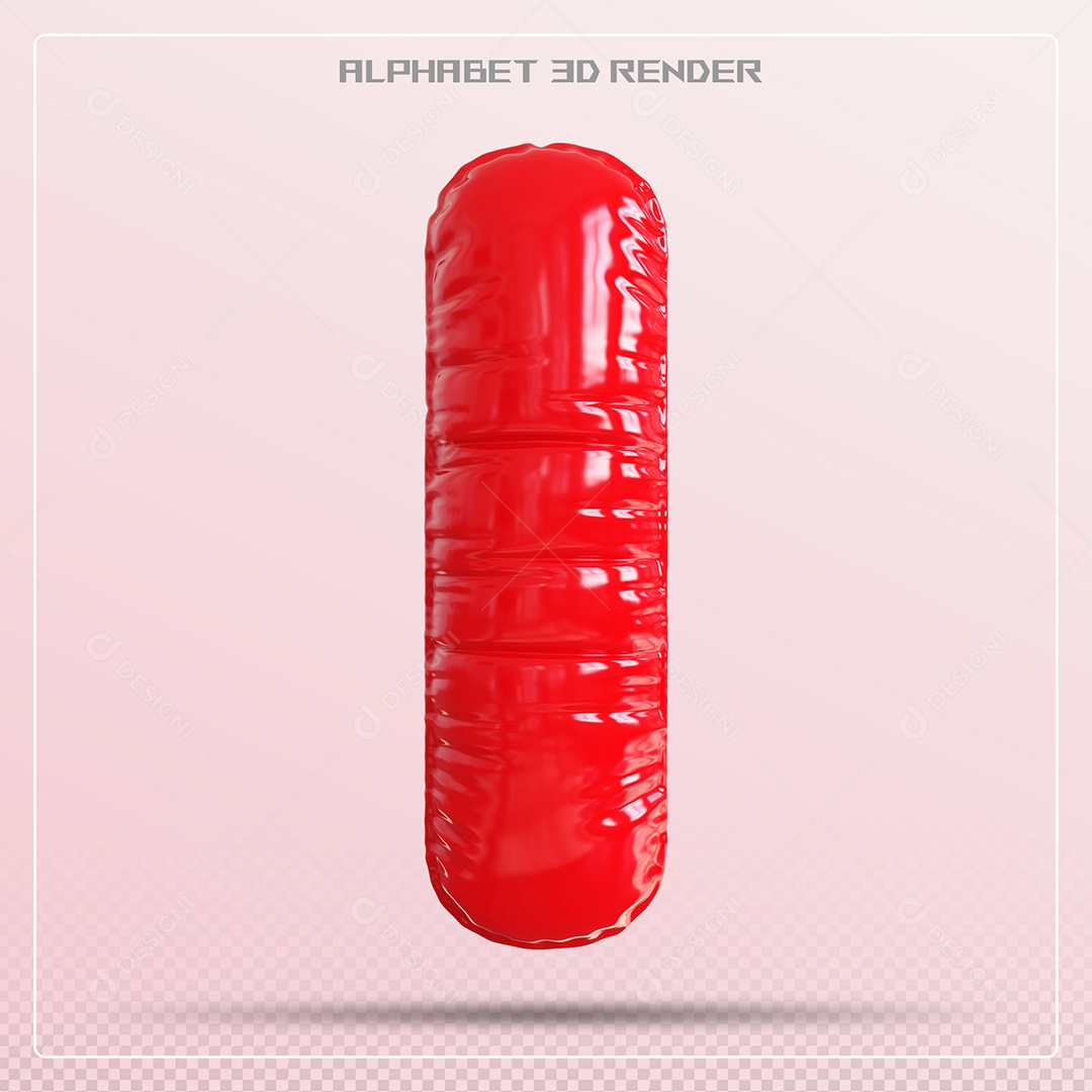Balão Vermelho Letra I Maiúscula Elemento 3D Para Composição PSD