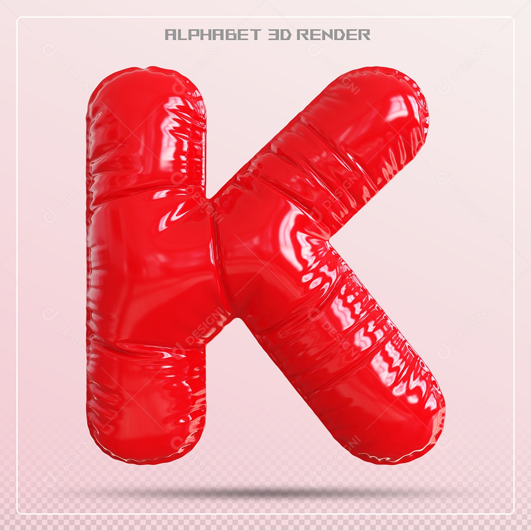 Balão Vermelho Letra K Maiúscula Elemento 3D Para Composição PSD