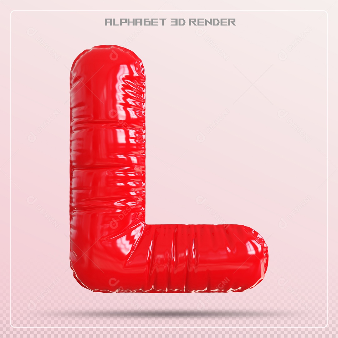 Balão Vermelho Letra L Maiúscula Elemento 3D Para Composição PSD