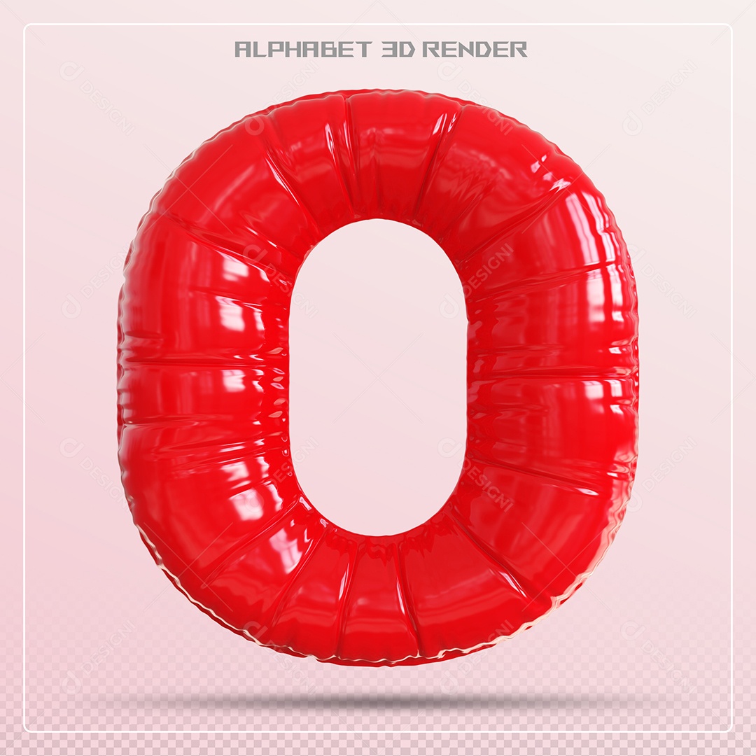 Balão Vermelho Letra O Maiúscula Elemento 3D Para Composição PSD