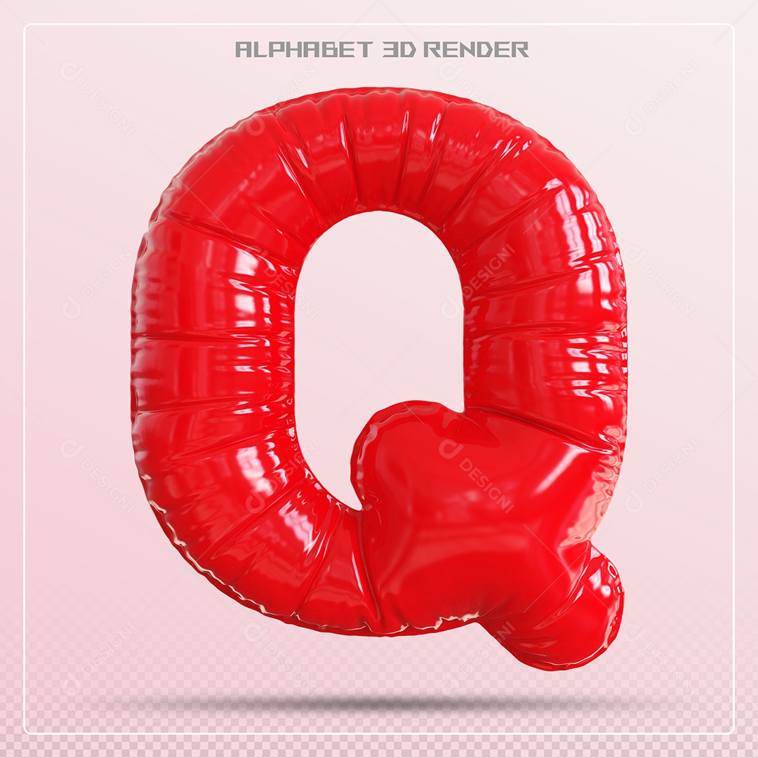 Balão Vermelho Letra Q Maiúscula Elemento 3D Para Composição PSD