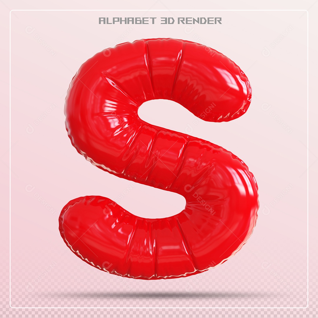 Balão Vermelho Letra S Maiúscula Elemento 3D Para Composição PSD