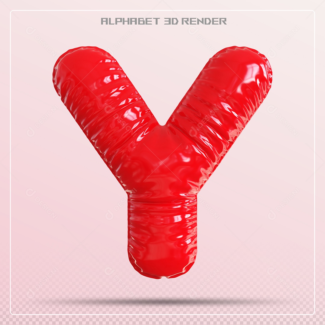Balão Vermelho Letra Y Maiúscula Elemento 3D Para Composição PSD