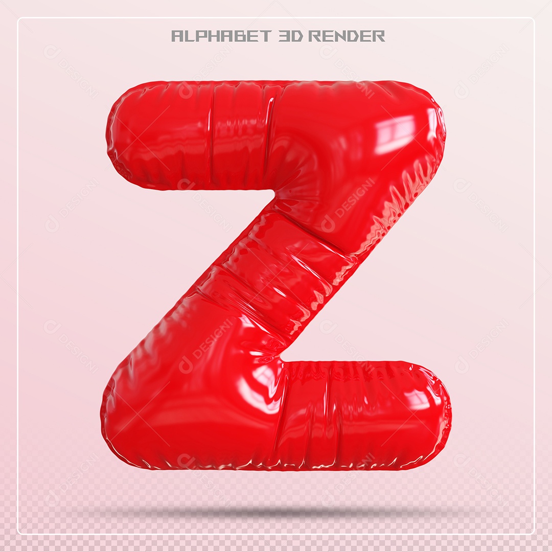 Balão Vermelho Letra Z Maiúscula Elemento 3D Para Composição PSD