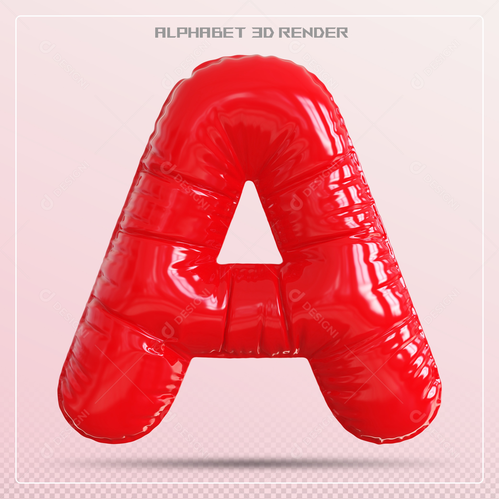 Balão Vermelho Letra A Maiúscula Elemento 3D Para Composição PSD
