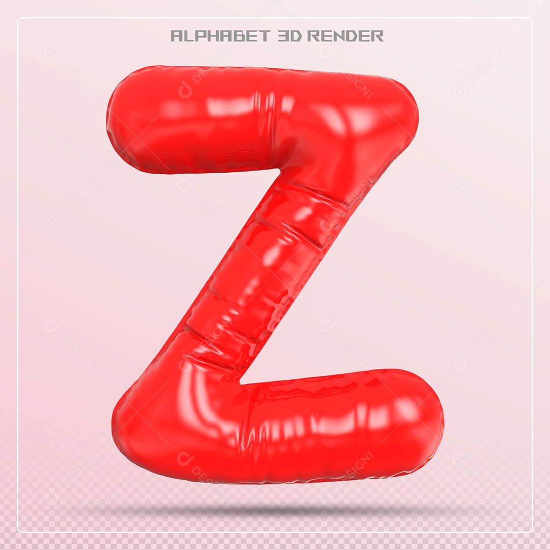 Balão Vermelho Letra Z Maiúscula Elemento 3D Para Composição PSD