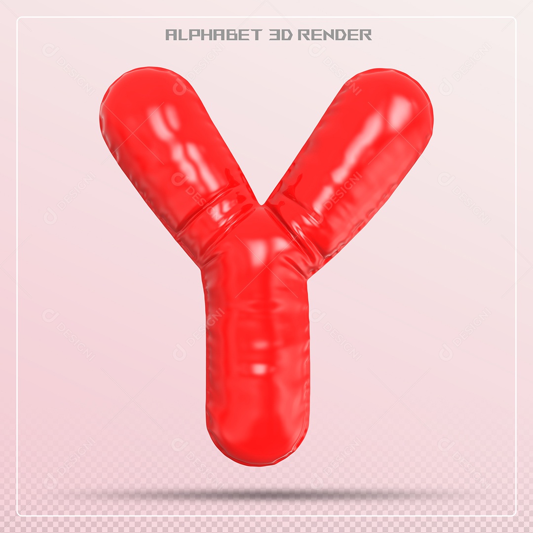 Balão Vermelho Letra Y Maiúscula Elemento 3D Para Composição PSD
