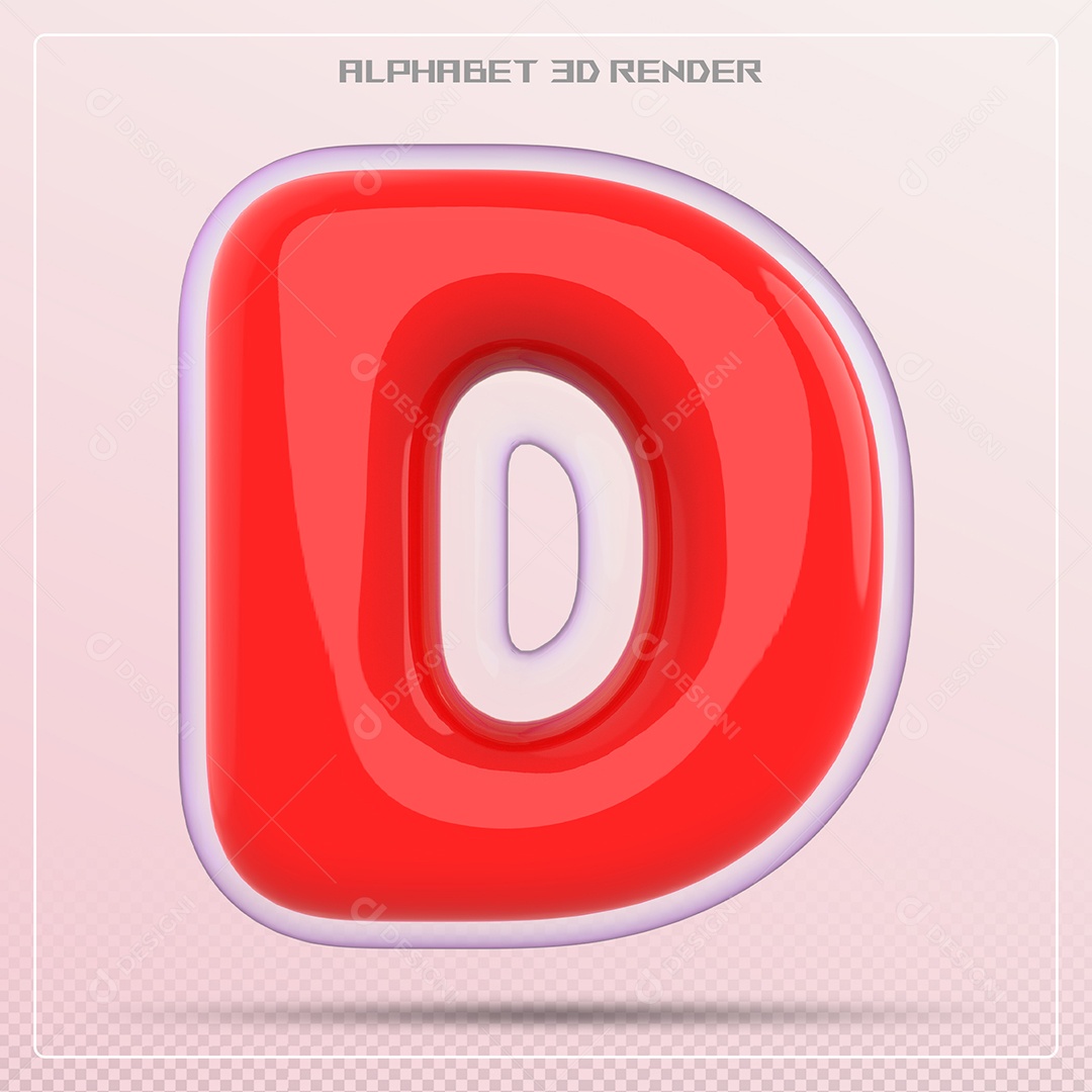 Letra Vermelha D Maiúscula Elemento 3D Para Composição PSD