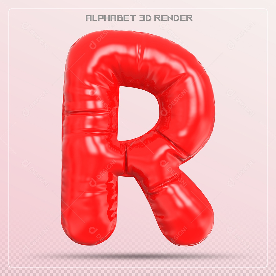 Balão Vermelho Letra R Maiúscula Elemento 3D Para Composição PSD
