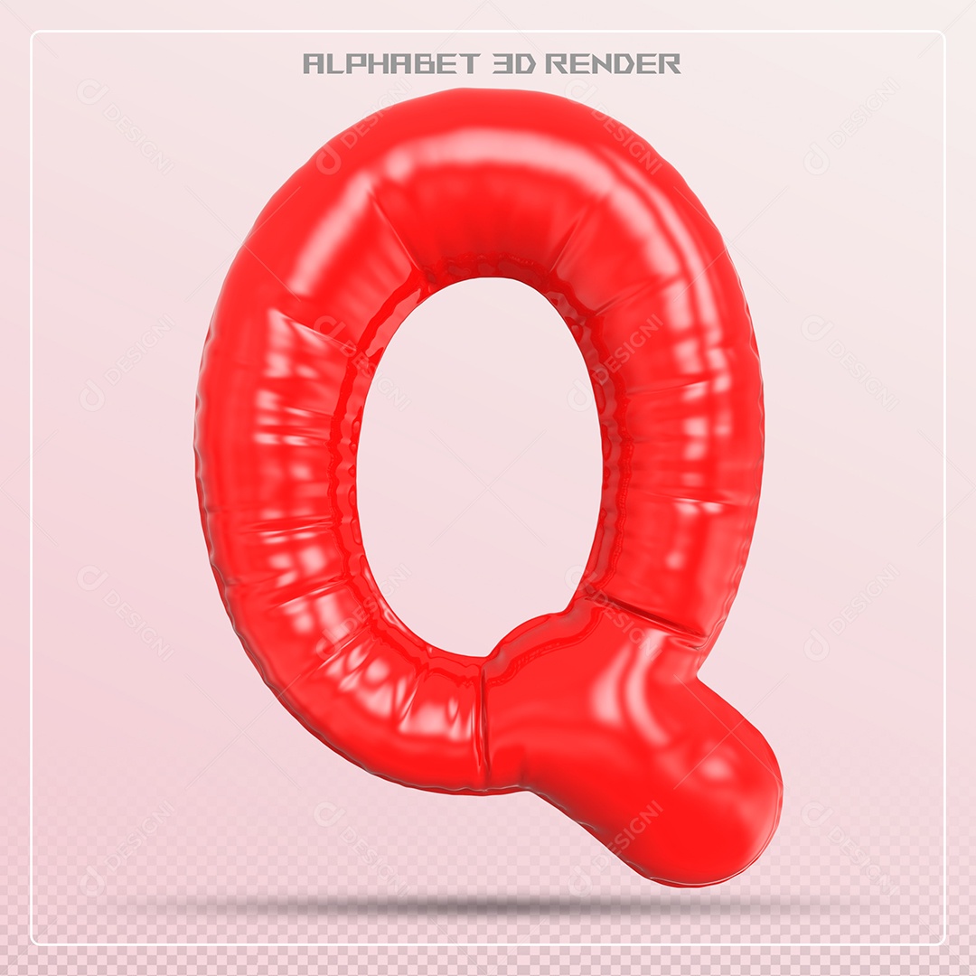 Balão Vermelho Letra Q Maiúscula Elemento 3D Para Composição PSD
