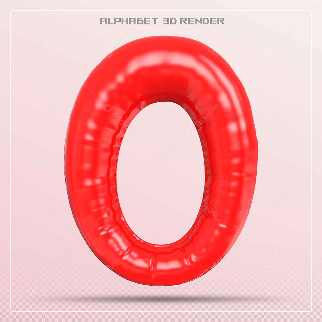 Balão Vermelho Letra O Maiúscula Elemento 3D Para Composição PSD