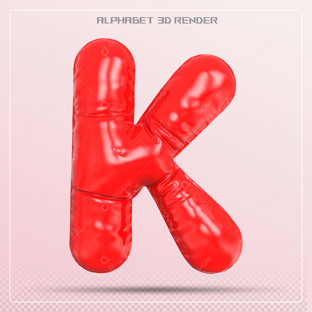 Balão Vermelho Letra K Maiúscula Elemento 3D Para Composição PSD