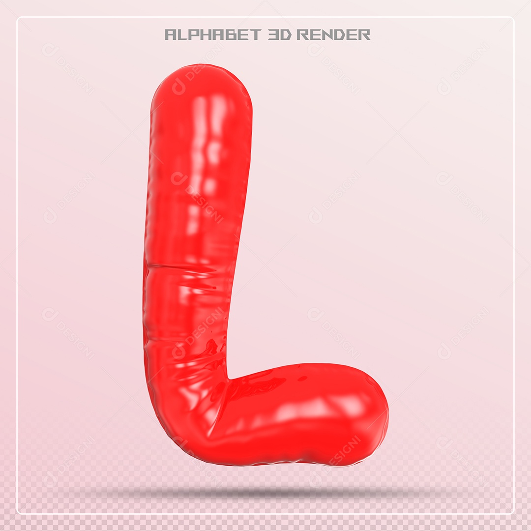 Balão Vermelho Letra L Maiúscula Elemento 3D Para Composição PSD