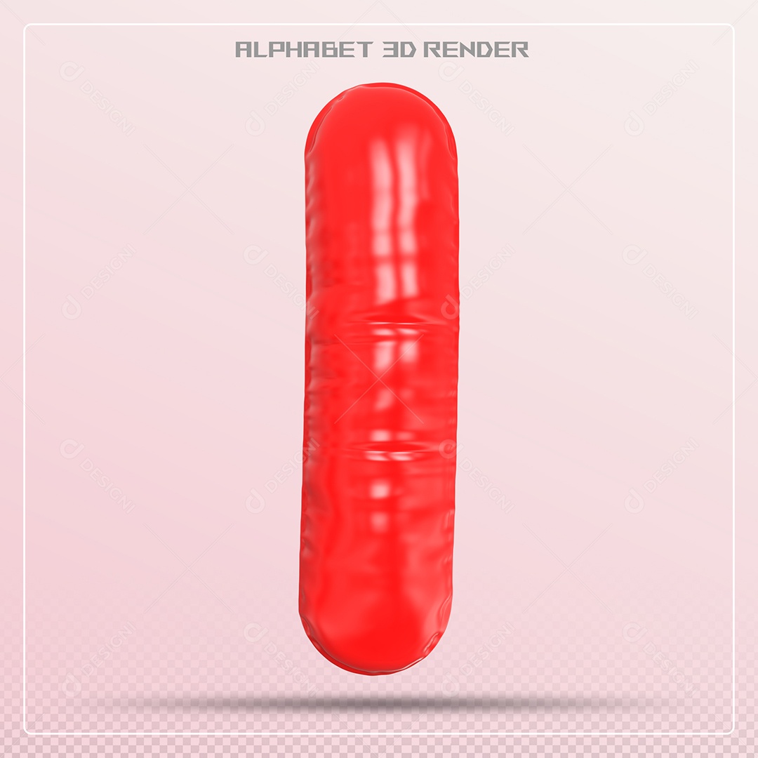 Balão Vermelho Letra I Maiúscula Elemento 3D Para Composição PSD