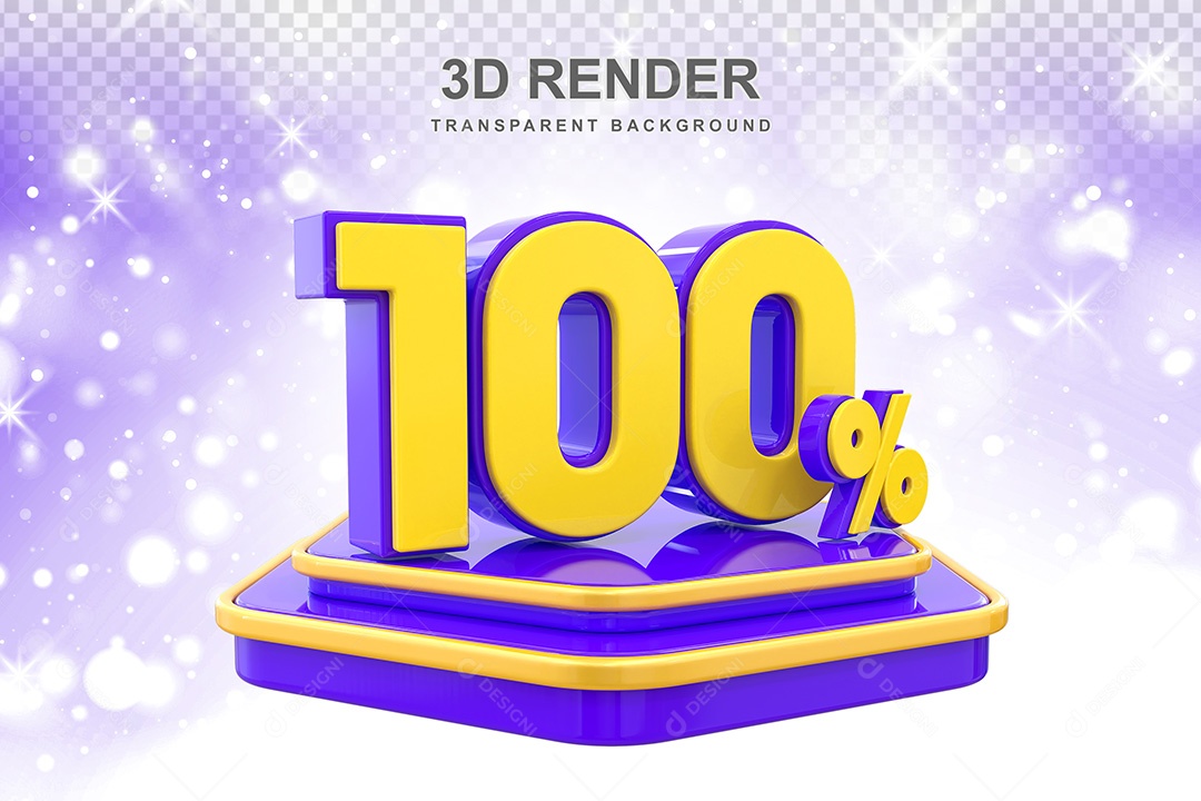 Número 3D 100% Roxo e Amarelo Elemento Para Composição PSD