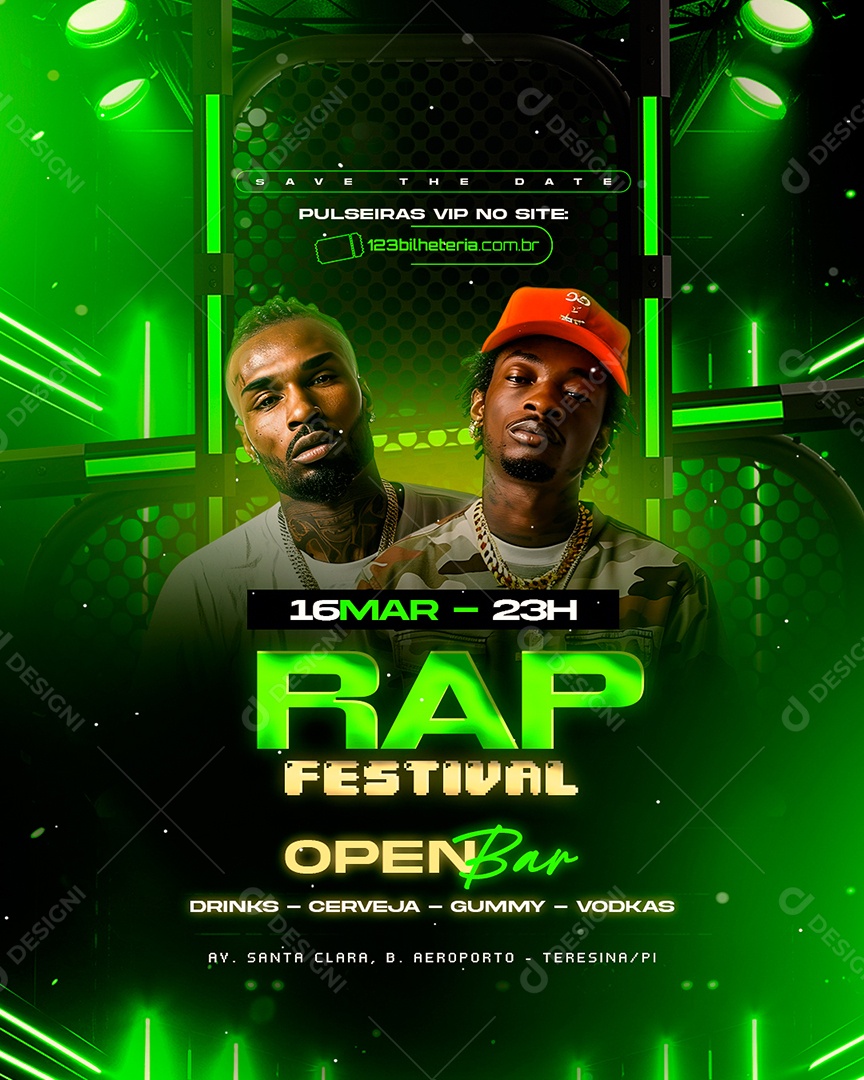 Flyer Rap Festival Open Bar Social Media PSD Editável