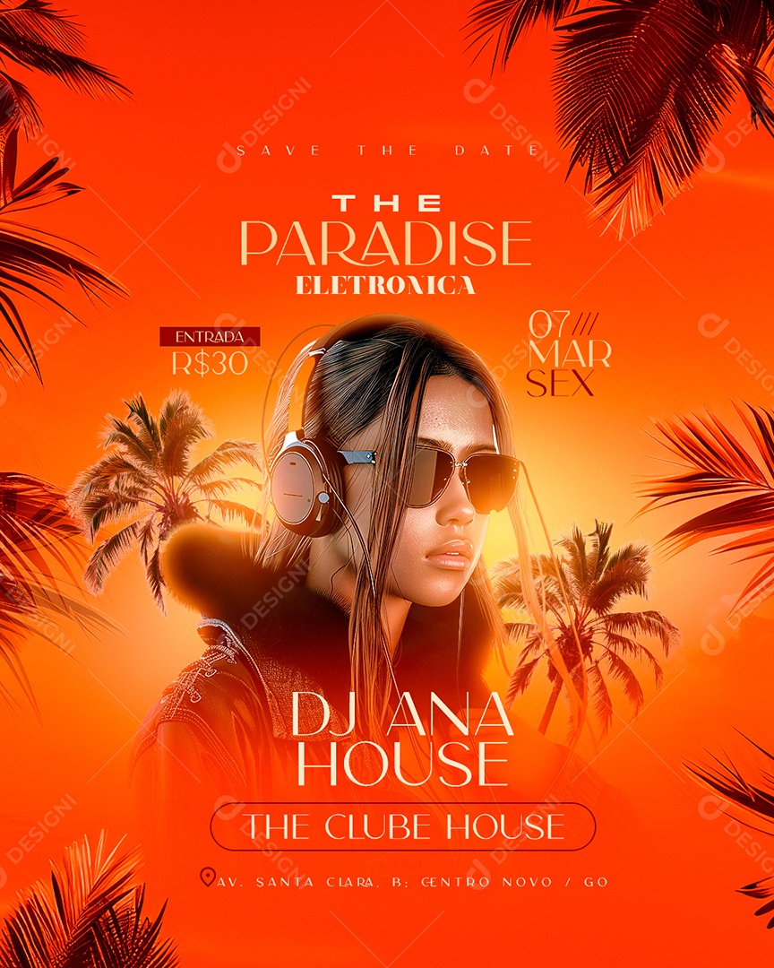 Flyer The Paradise Eletrônica Social Media PSD Editável