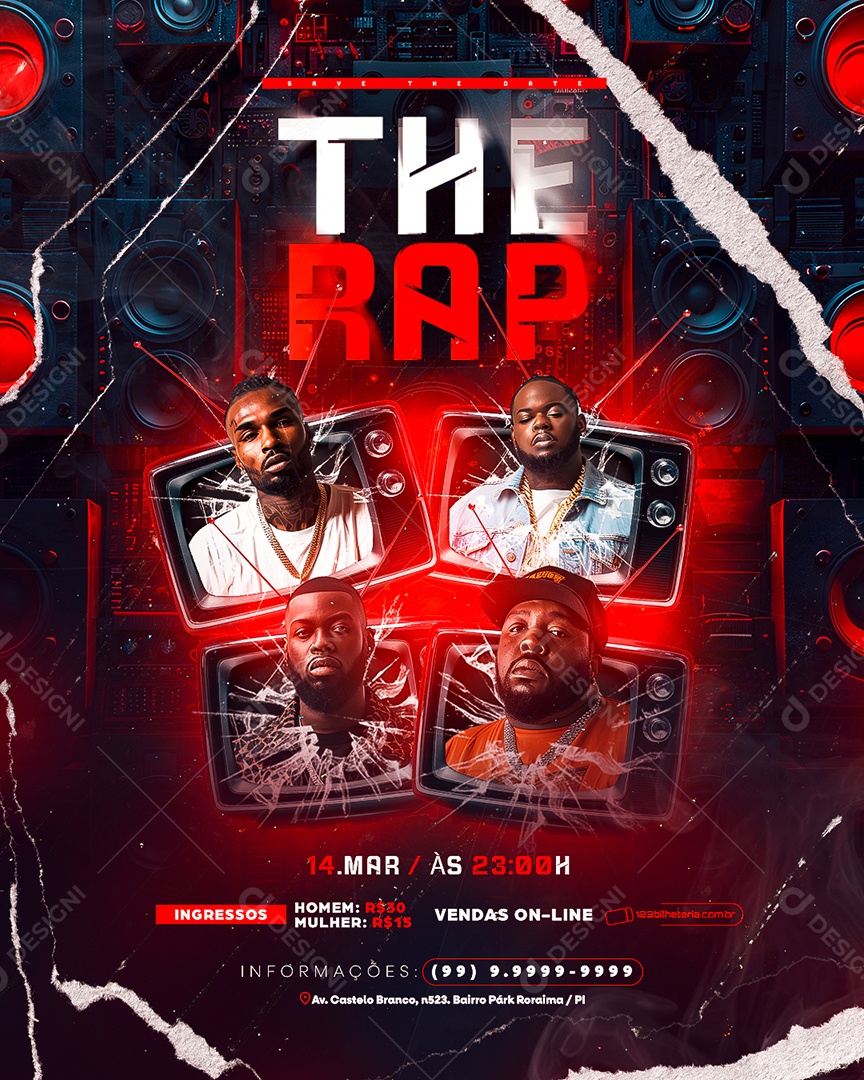 Flyer The Rap Social Media PSD Editável