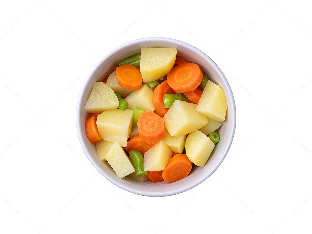 Legumes Cozidos fundo isolado branco