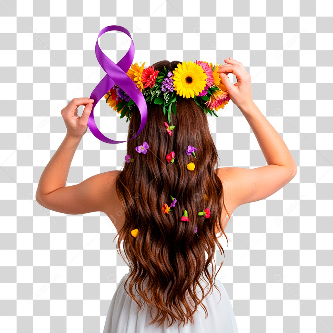 Mulher com Fita Roxa PNG Transparente