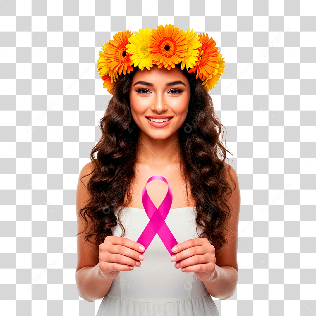 Mulher com Fita Roxa PNG Transparente