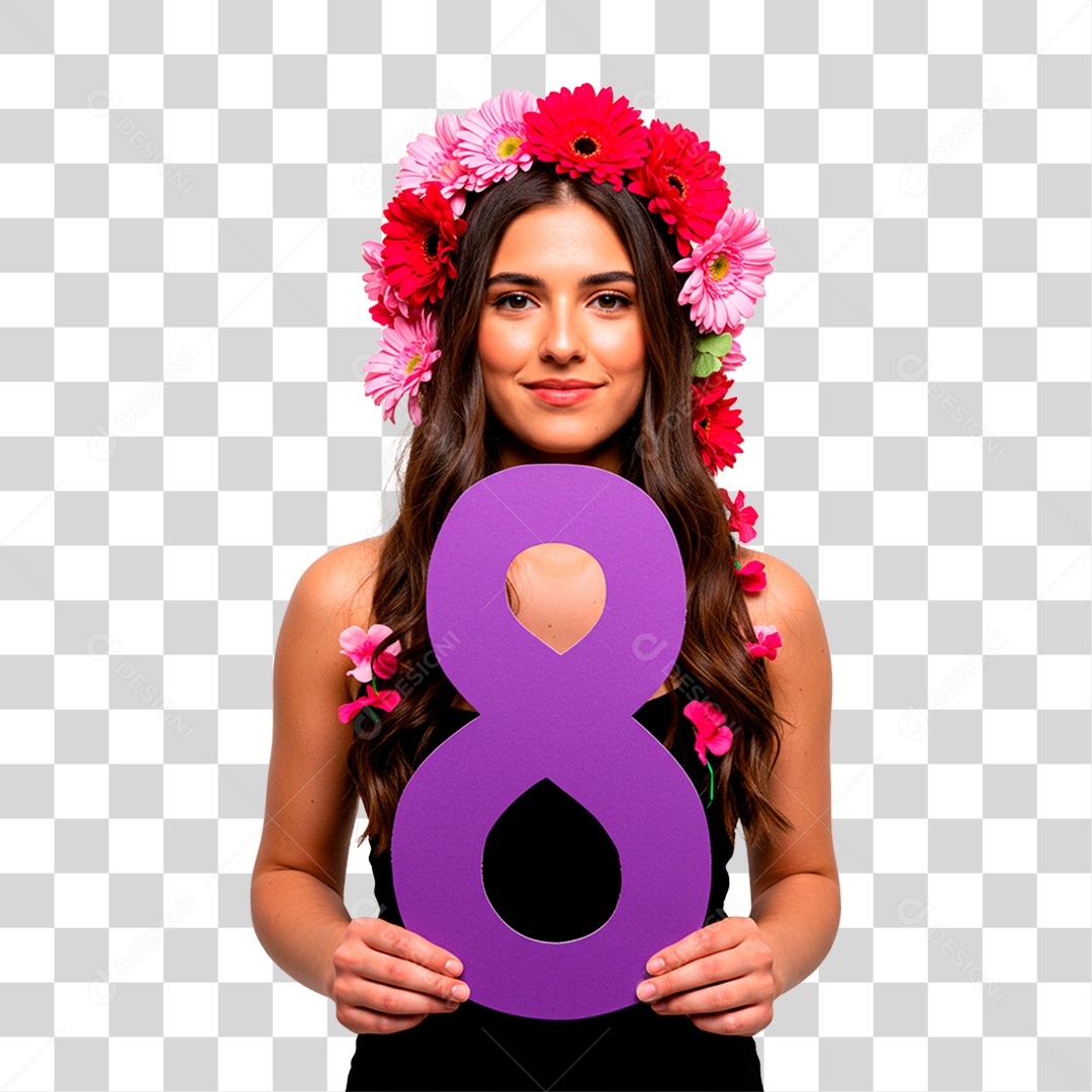 Mulher com Fita Roxa PNG Transparente