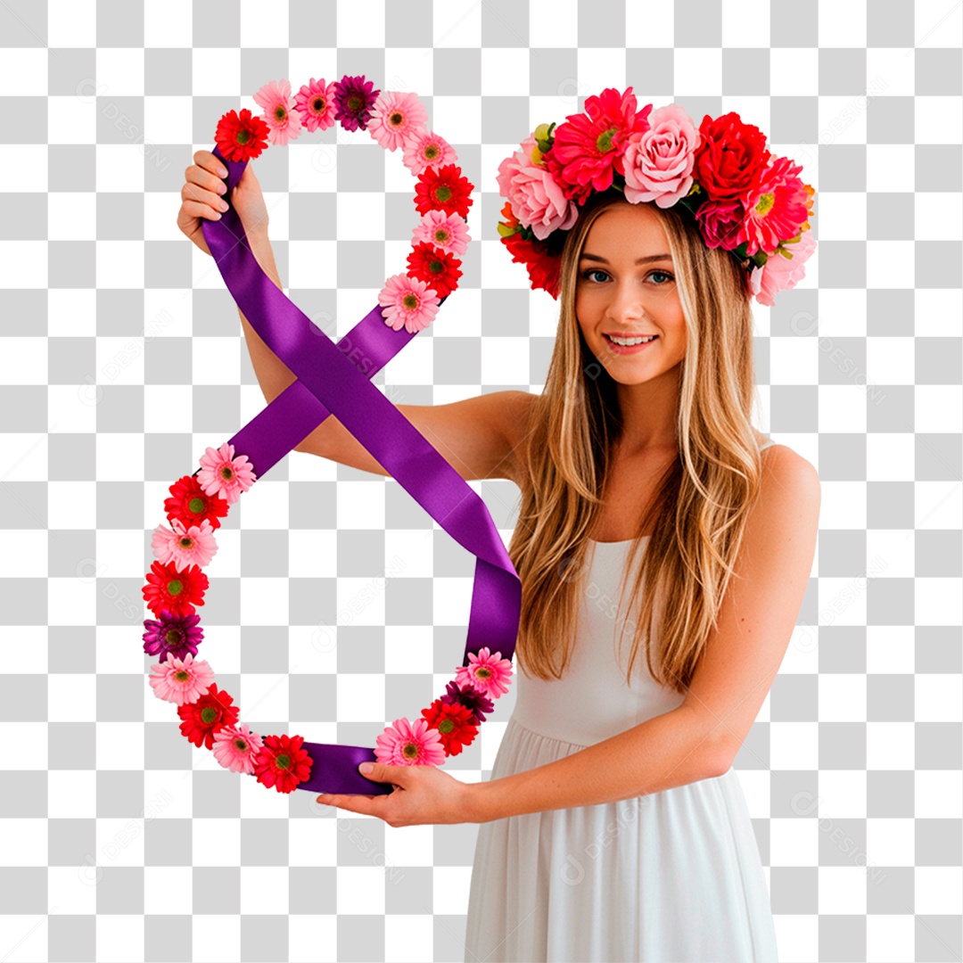 Mulher com Fita Roxa PNG Transparente