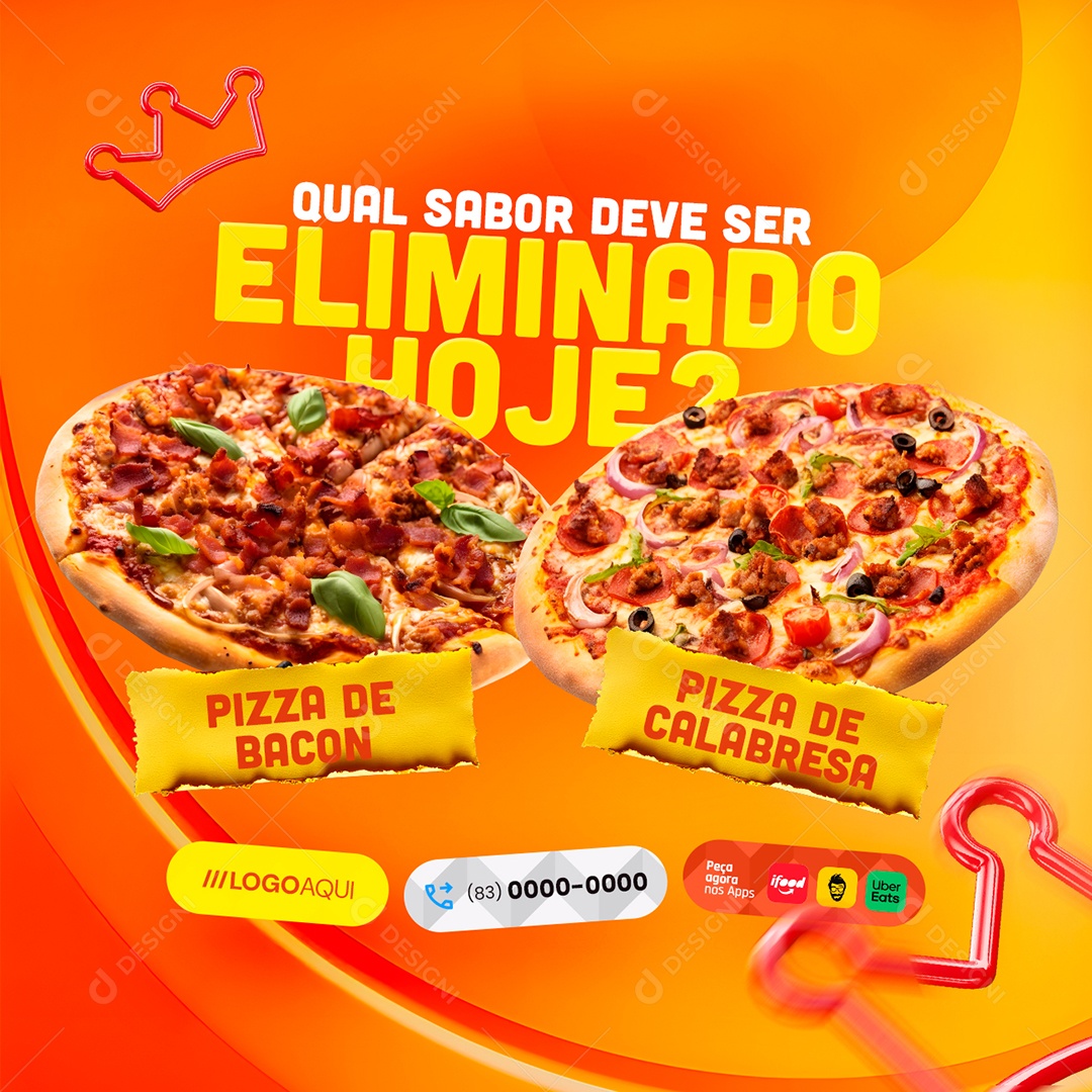 Pizzaria Qual Sabor Deve Ser Eliminado Hoje Social Media PSD Editável