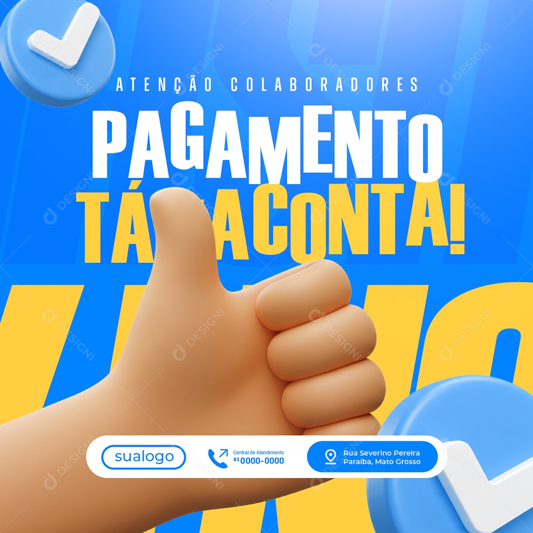 Social Media Prefeitura Atenção Colaboradores Pagamento Tá Na Conta PSD Editável