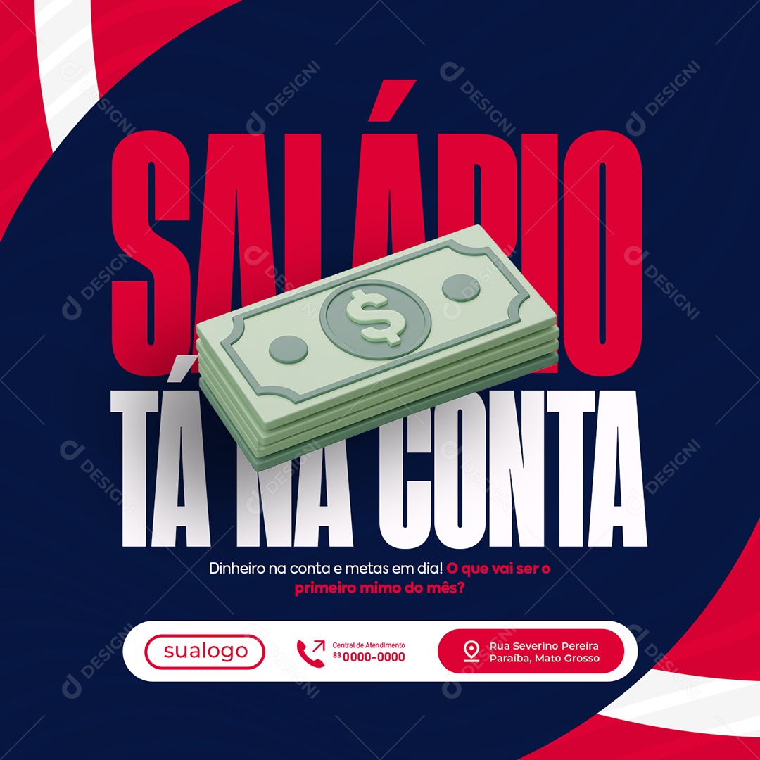 Prefeitura Sálario Tá Na Conta Social Media PSD Editável