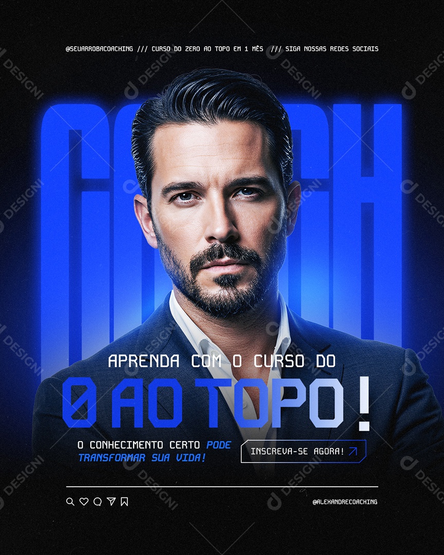 Coaching Aprenda Com o Curso Do 0 Ao Topo Social Media PSD Editável