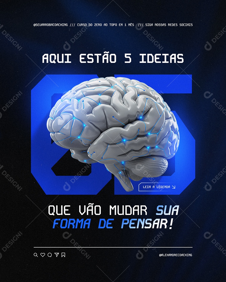Coaching Aqui Estão Cinco Ideias Social Media PSD Editável