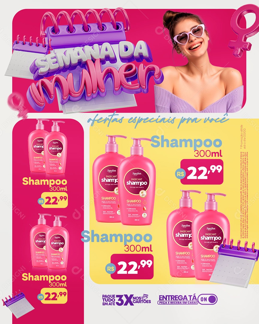Encarte Ofertas da Semana da Mulher Social Media PSD Editável