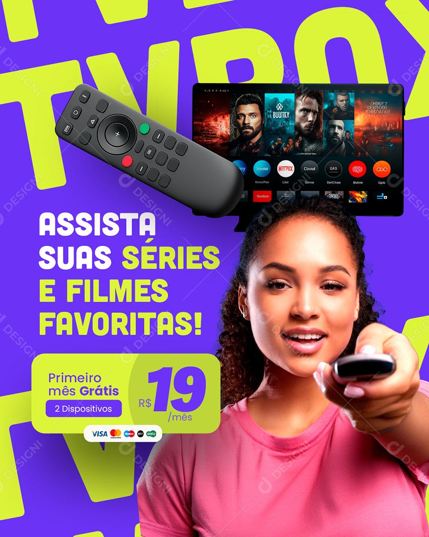 IPTV Assista suas Séries e Filmes Favoritas Social Media PSD Editável