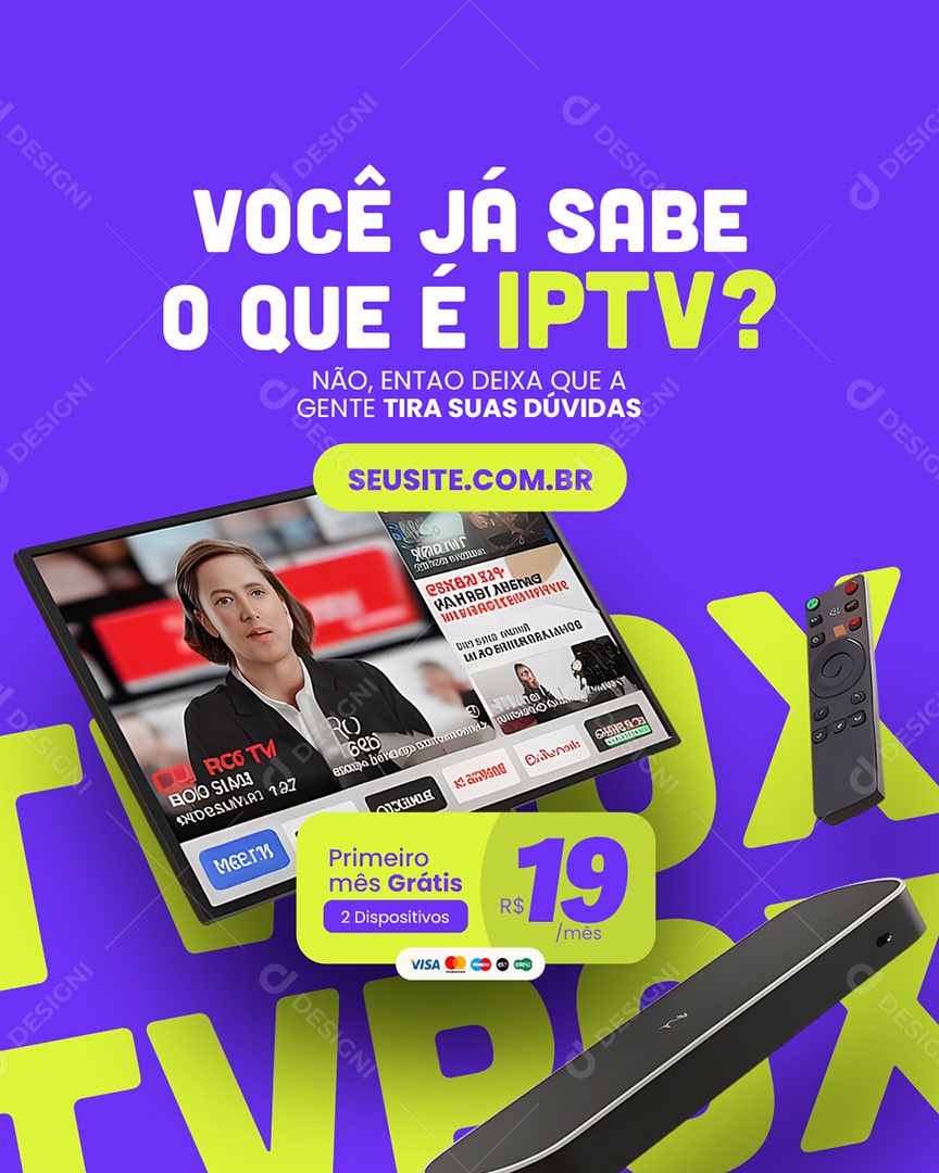 Social Media Você Já Sabe O Que é IPTV PSD Editável