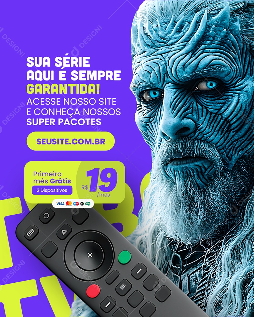 IPTV Sua Série Aqui é Sempre Garantida Social Media PSD Editável