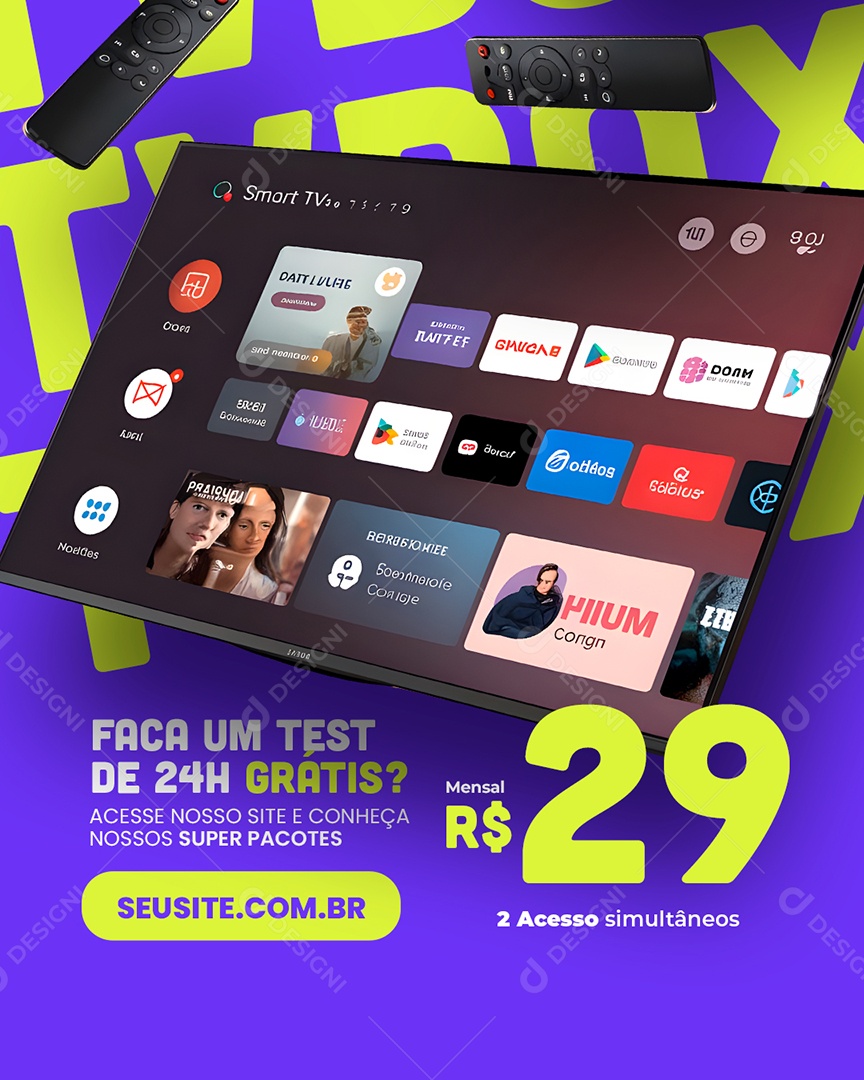 IPTV Faça Um Test Social Media PSD Editável