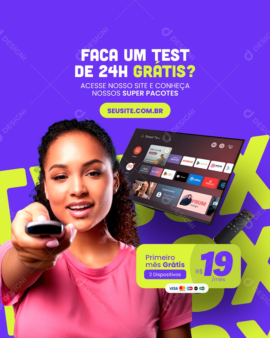 IPTV Faça Um Test Social Media PSD Editável