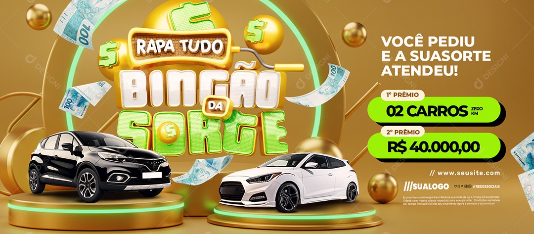 Banner Rapa Tudo Bingão Da Sorte Concessionária Você Pediu Social Media PSD Editável