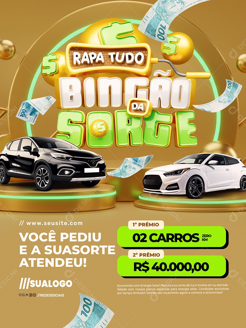 Rapa Tudo Bingão Da Sorte Concessionária Encarte Você Pediu Social Media PSD Editável