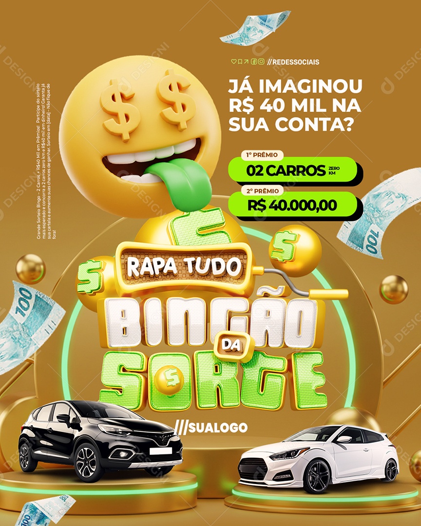 Rapa Tudo Bingão Da Sorte Concessionária Já Imaginou Social Media PSD Editável