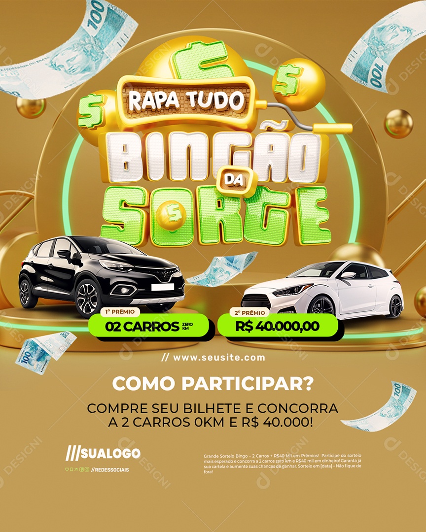 Rapa Tudo Bingão Da Sorte Concessionária Carro Social Media PSD Editável