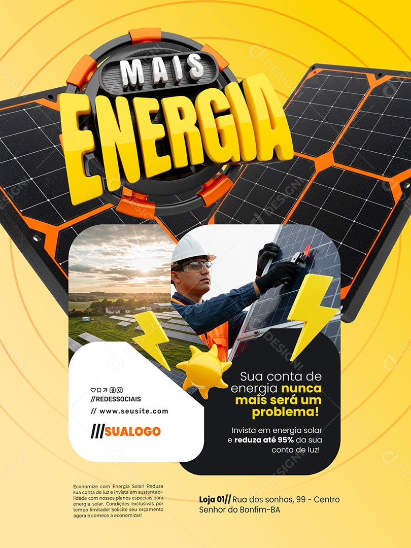 Energia Solar Mais Energia Encarte Sua Conta de Energia Social Media PSD Editável