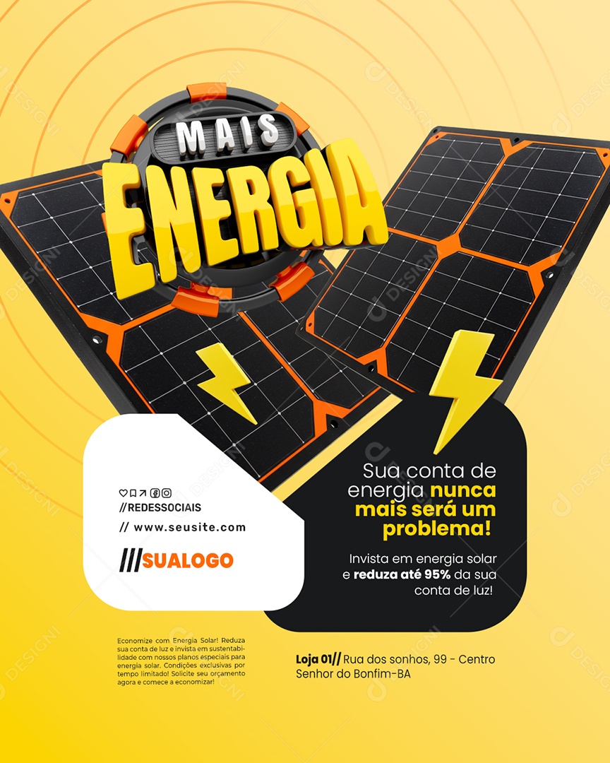 Energia Solar Mais Energia Sua Conta de Energia Social Media PSD Editável