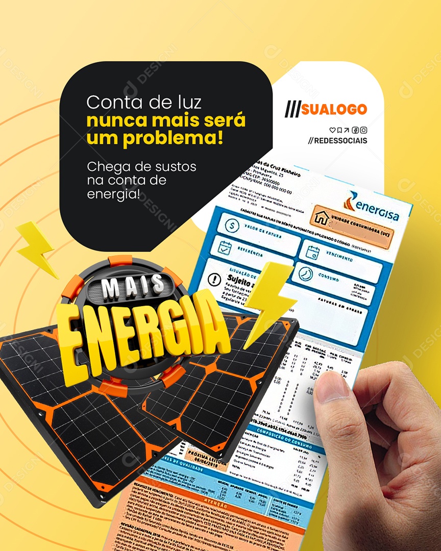 Energia Solar Mais Energia Conta de Luz Social Media PSD Editável